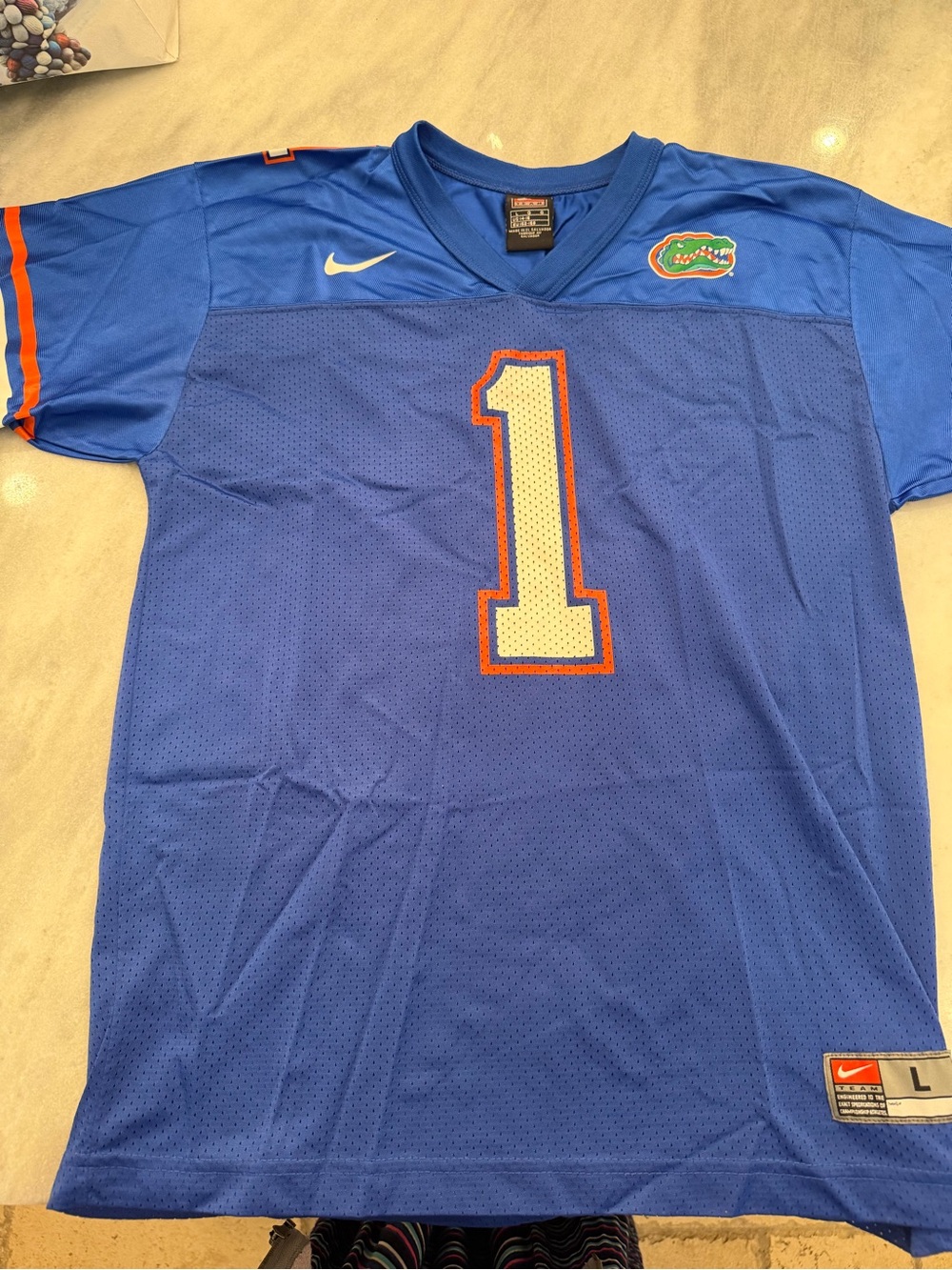 Nike Men’s Blue Florida Gators #1 Football Jersey with Orange & White Accents
